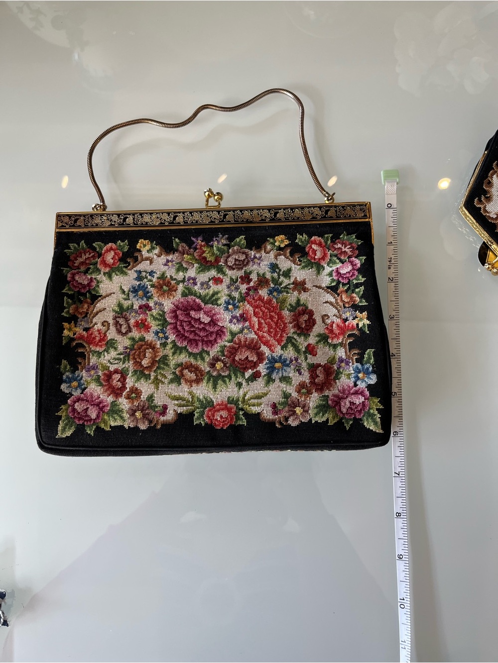 Vintage 1930’s Petit-Point Tapestry Handbag with Matching Coin Purse - Picture 7 of 11